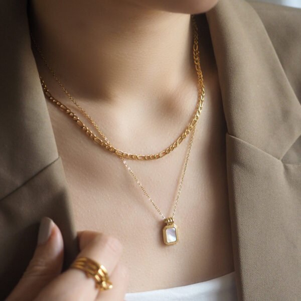 Delphine Double Chain Necklace - Shell